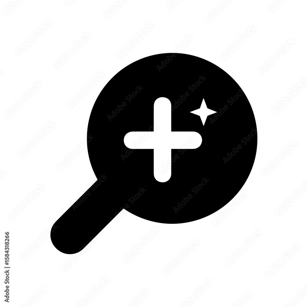 Magnifying glass with plus sign symbolizing search and enhancement Magnifying glass with plus sign symbolizing search and enhancement