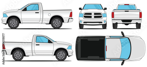 Pickup Vector 1500 classic - Mockup car vector for branding on isolated white background