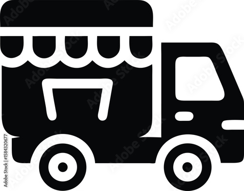 Food truck icon black silhouette illustration