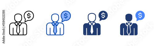 Business Advisor icon set multiple style collection