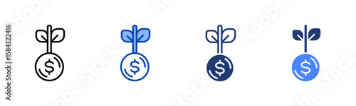 Funding icon set multiple style collection