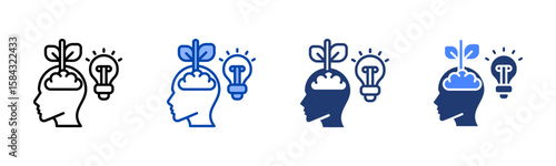 Growth Mindset icon set multiple style collection