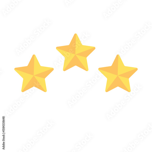  Three yellow stars, ideal for use in design projects celebrating achievement, awards, or recognition, with a vibrant and playful feel.