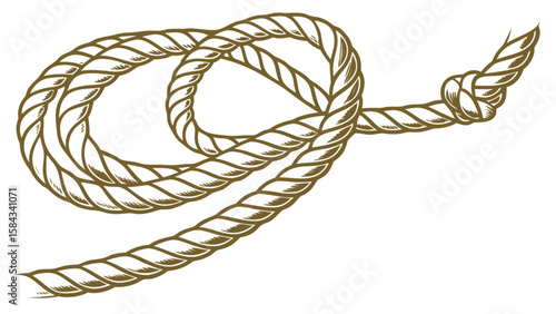 Rope knot illustration vector graphic design element for nautical and adventure themed projects, 100 characters