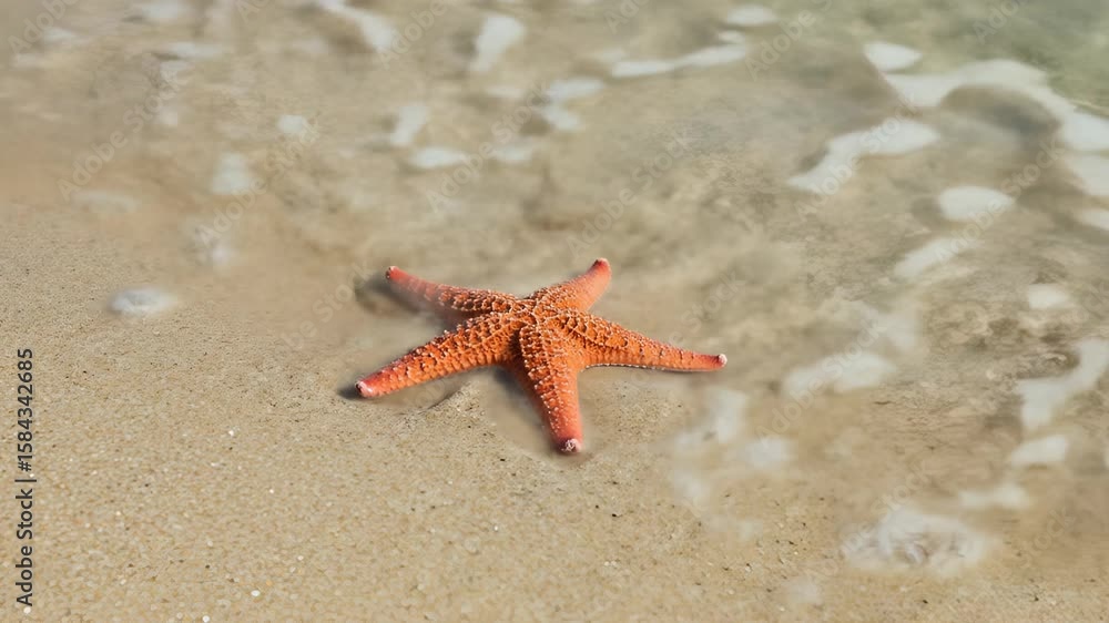 Starfish Resting on the Shoreline: A Captivating Beach Scene with Ocean Waves Starfish Resting on the Shoreline: A Captivating Beach Scene with Ocean Waves