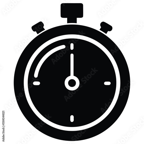 Detailed black stopwatch icon showing time measurement and precision for activities speed test