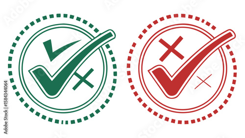 Check Tick Mark and Wrong Right Icons Isolated Vector Set