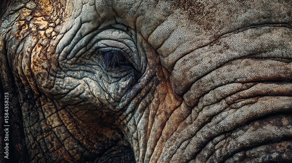 Fototapeta premium Close-up view of an elephant's wrinkled skin.