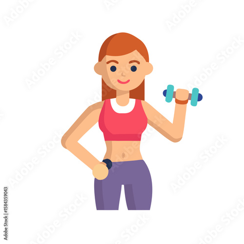 young woman exercising with dumbbells
