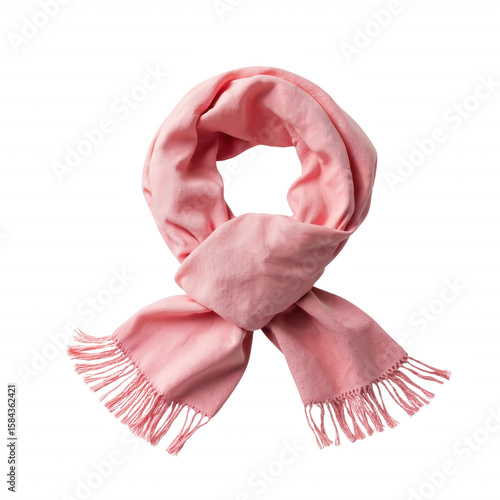 Soft Pink Scarf Displayed with Fringed Edges Highlighting Cozy Texture