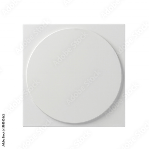 Square Off White Wall Panel Featuring Recessed Circular Design Close Up