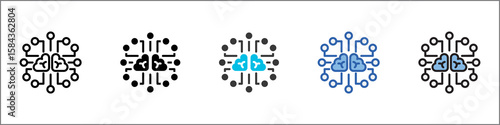 Neural Network Icon Pack Multistyle Illustration
