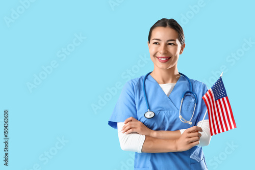 Female doctor with USA flag...