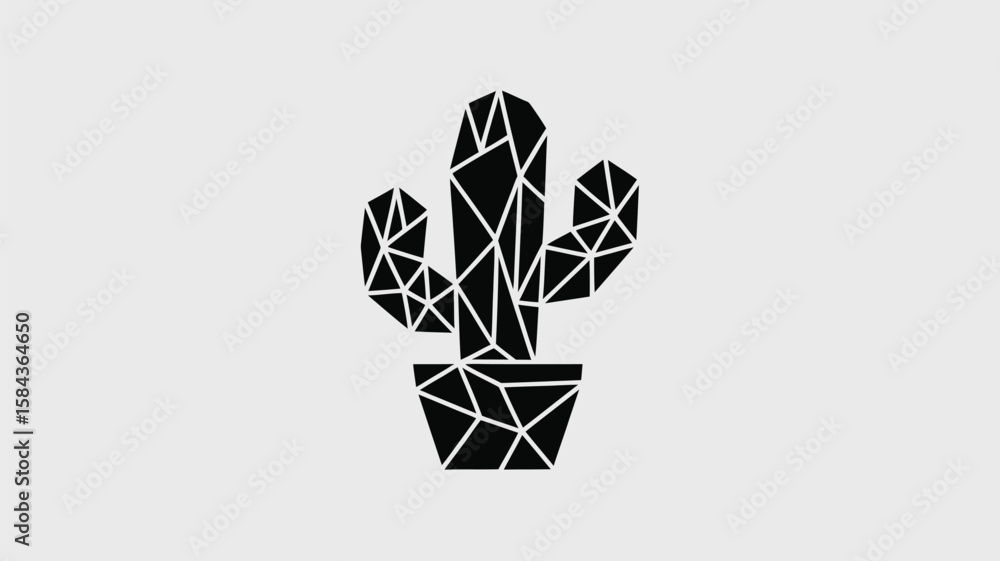 Geometric cactus design showcases a modern, minimalist botanical plant in a sleek black and white vector illustration. Geometric cactus design showcases a modern, minimalist botanical plant in a sleek black and white vector illustration.