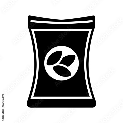 Solid snack pack silhouette with single chip icon, bold minimal snack vector illustration 