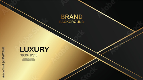 Modern luxury background with sharp gold lines and shapes on a contrasting black surface for brand promotion.