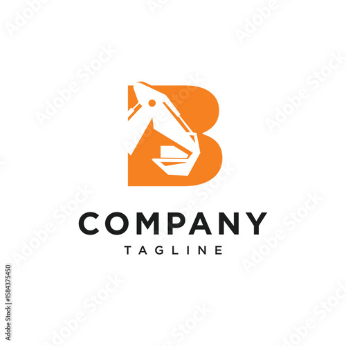 Letter B Excavator Logo Icon Vector Free Download Letter B Excavator Logo Icon Vector - GFXLoad