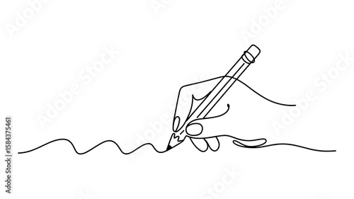 Hand drawing with pencil. Continuous line art illustration of sketching.

