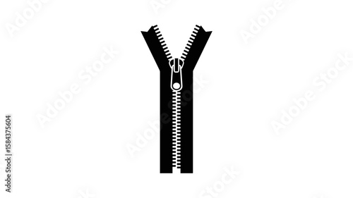 Black zipper illustration. Vector zip element design isolated on a transparent background
