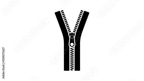 Black zipper illustration. Vector zip element design isolated on a transparent background

