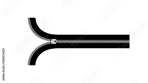 Black zipper illustration. Vector zip element design isolated on a transparent background
