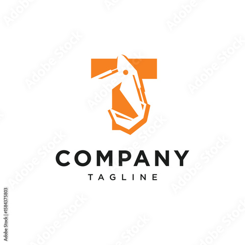 Free Download Letter T Excavator Logo Icon Vector - GFXLoad