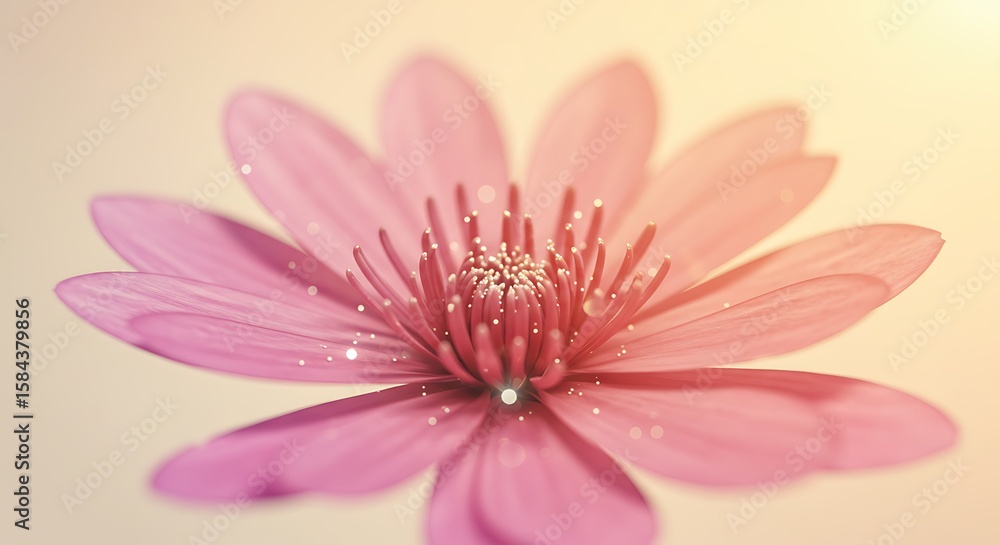 Obraz premium Soft Pink Flower Bloom: Delicate Petals, Warm Light, Serene Macro Photography