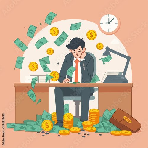 vector illustration of businessman losing profit