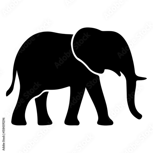 Elephant silhouette vector of a walking wild mammal