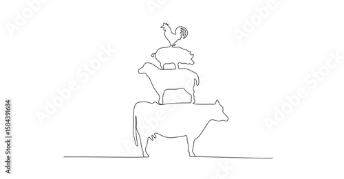vector fram animals line ilustration