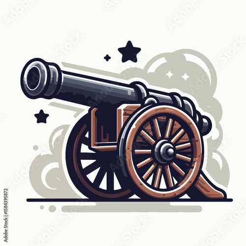 white background cannon vector illustration
