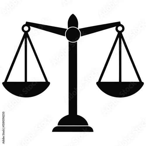 Black Scales of Justice Silhouette Illustration Symbol Legal Law Court