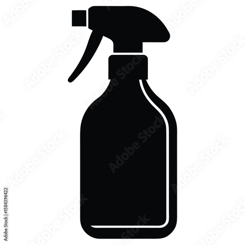 Black Silhouette Illustration of a Spray Bottle for Cleaning and Disinfecting