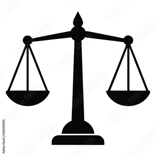 Black Silhouette Illustration Imbalanced Scales of Justice Symbolizing Law and Judgement