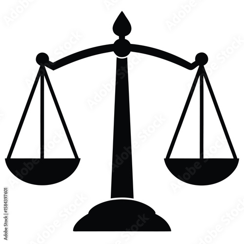 Black Silhouette of Scales of Justice Symbolizing Law and Fairness on a White Backdrop
