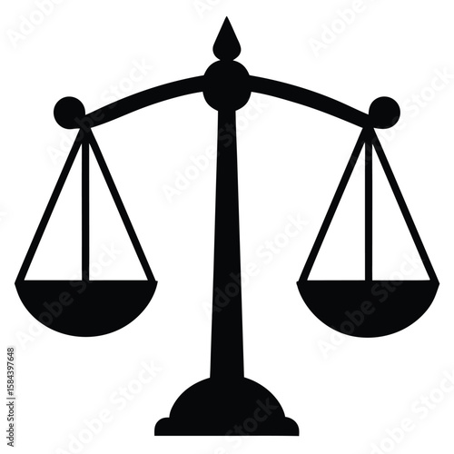 Black Silhouette of the Scales of Justice Symbol on a White Backdrop
