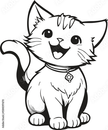 Cute Cat Sitting – Vector Animal Clipart for Kids & Design