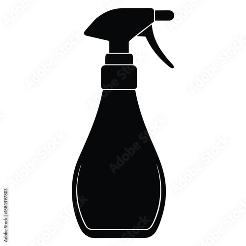 Black Spray Bottle Icon Illustration for Cleaning or Gardening Uses