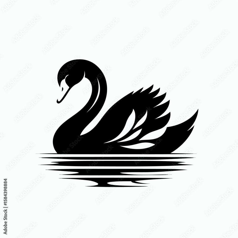 Fototapeta premium black swan vector illustration on white background
