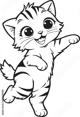 Vector of Smiling Cute Cat – Hand-Drawn Cartoon Style