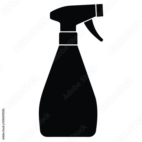 Simple Black Silhouette Illustration of a Spray Bottle Cleaning Solution Tool