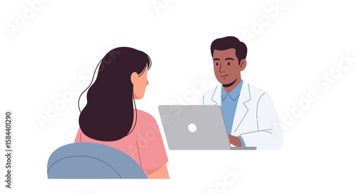 Doctor Consultation with Laptop African American Doctor in White Coat Patient View.