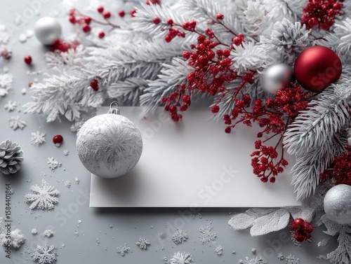 Christmas festive decorations on a grey background
