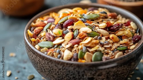 Bowl of mixed nuts and seeds