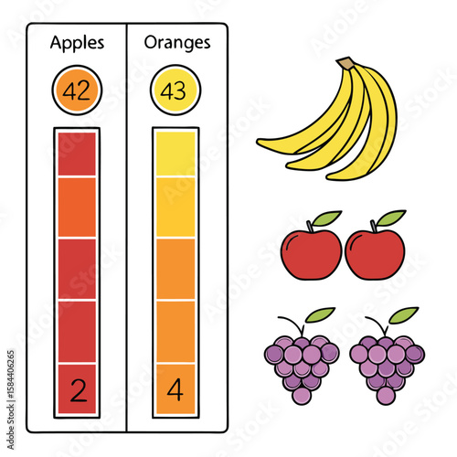Fruits comparison chart educational illustration