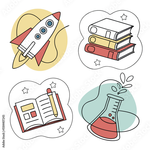 Line art educational icons