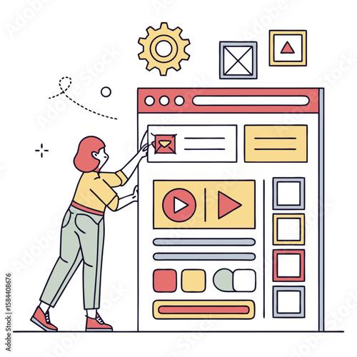 Person interacting with a digital interface for web and app development