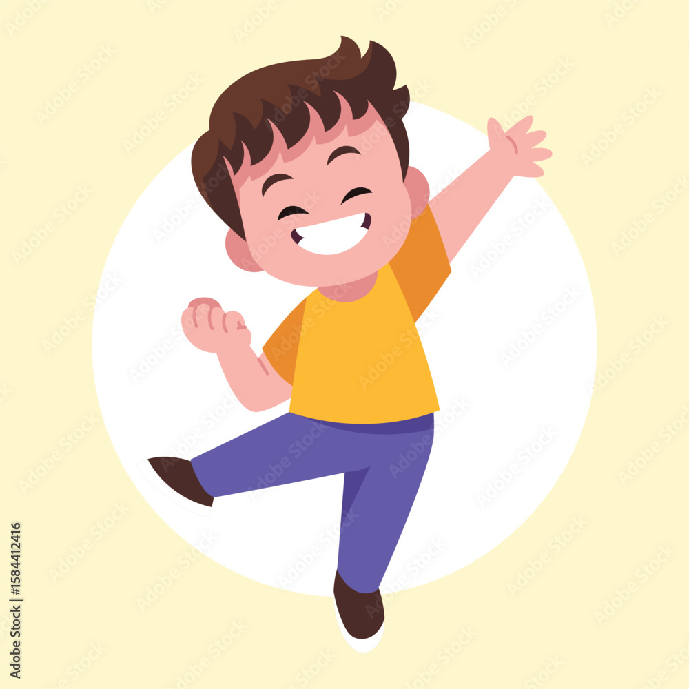 Flat Vector Kids Happy Illustratiom Flat Vector Kids Happy Illustratiom
