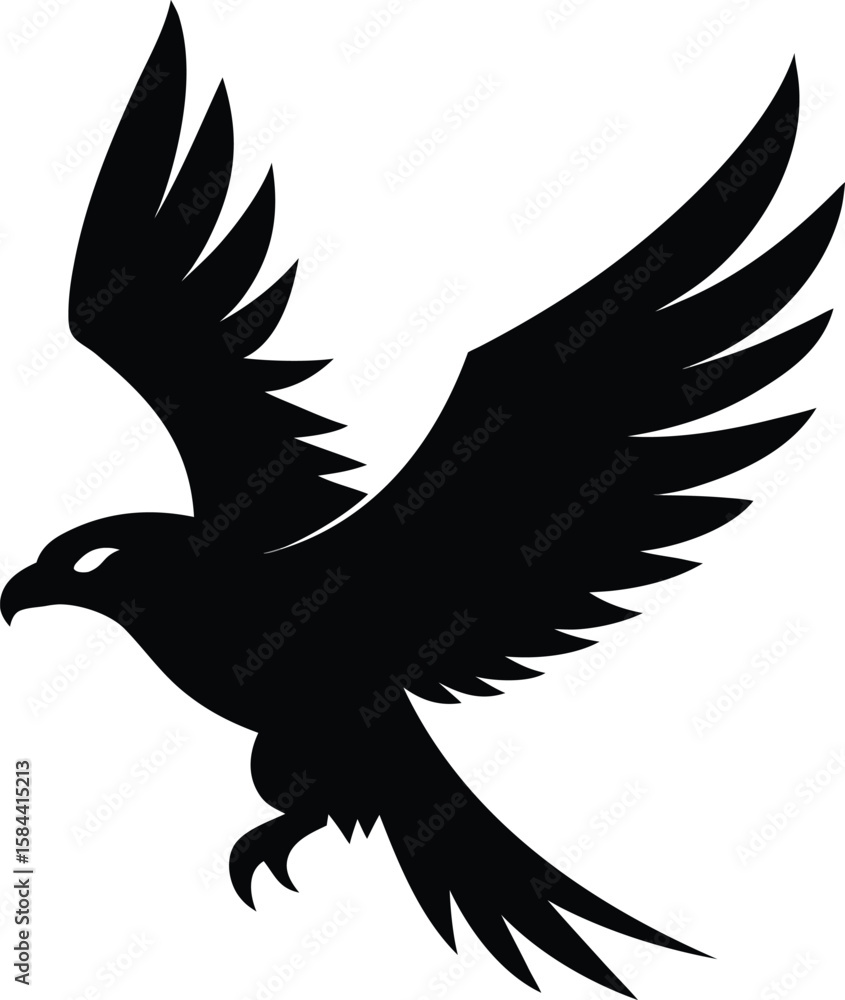Fototapeta premium Flying Eagle Bird in Black and White Vector Shape