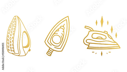 Set of golden irons with unique patterns